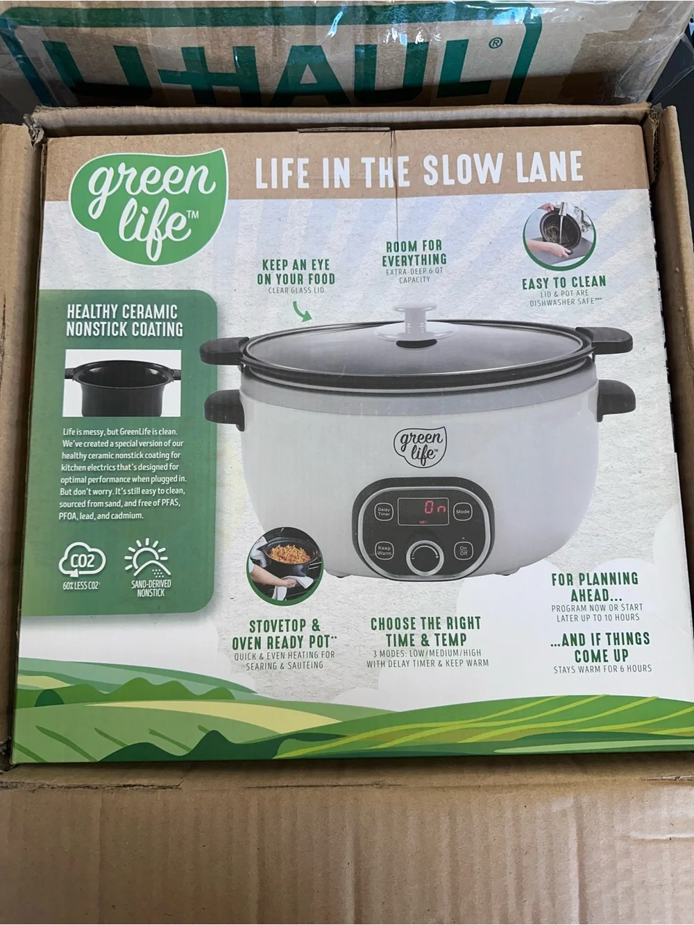 NEW GreenLife 6 Qt Ceramic Nonstick Slow Cooker Programmable